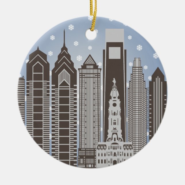 Philly Snowflakes Ceramic Ornament (Front)