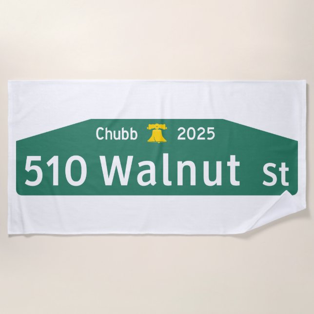 Philly Street Sign Beach Towel: For YOUR Address!  Beach Towel (Front)