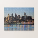 Philly sunset jigsaw puzzle<br><div class="desc">This is the beautiful skyline of the city of Philadelphia, taken at sunset from across the Delaware River at the Camden waterfront. The architecture of the skyscrapers of Philly are on display in this photo. Center City, the downtown area of Philadelphia, is the focus of this photograph. The lights of...</div>
