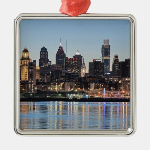 Philly sunset metal ornament