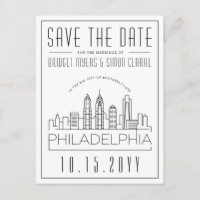 Philly Wedding | Stylized Skyline Save the Date