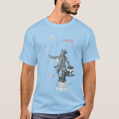 Phillys William Penn statue releasing doves T_Shirt