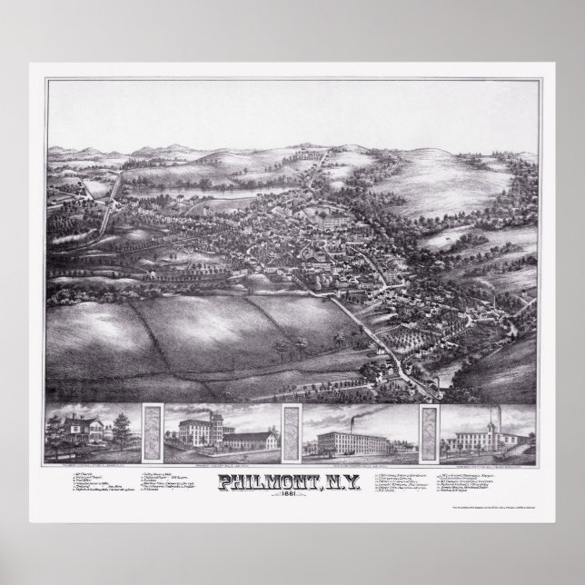 Philmont, NY Panoramic Map - 1881 Poster (Front)