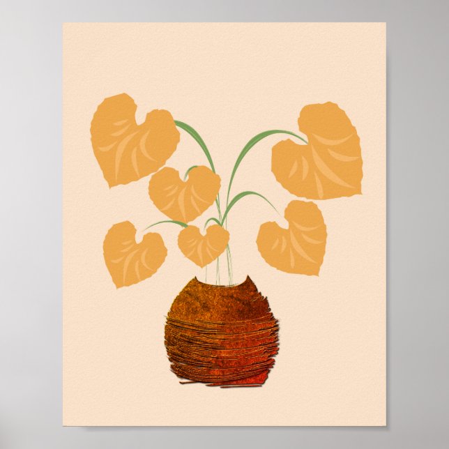Philodendron Plant in Copper Pot Poster (Front)