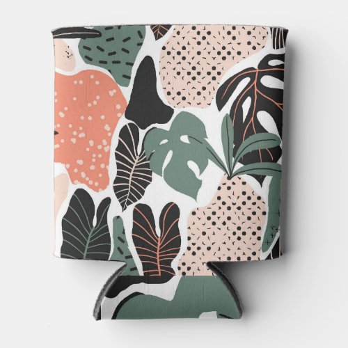 Philodendron Plants Hand Drawn Pattern Can Cooler