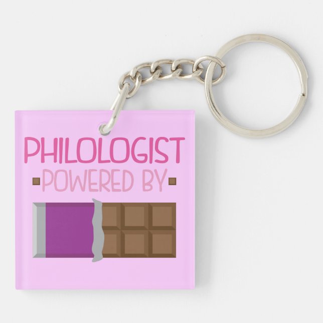 Philologist Chocolate Gift for Her Keychain (Back)