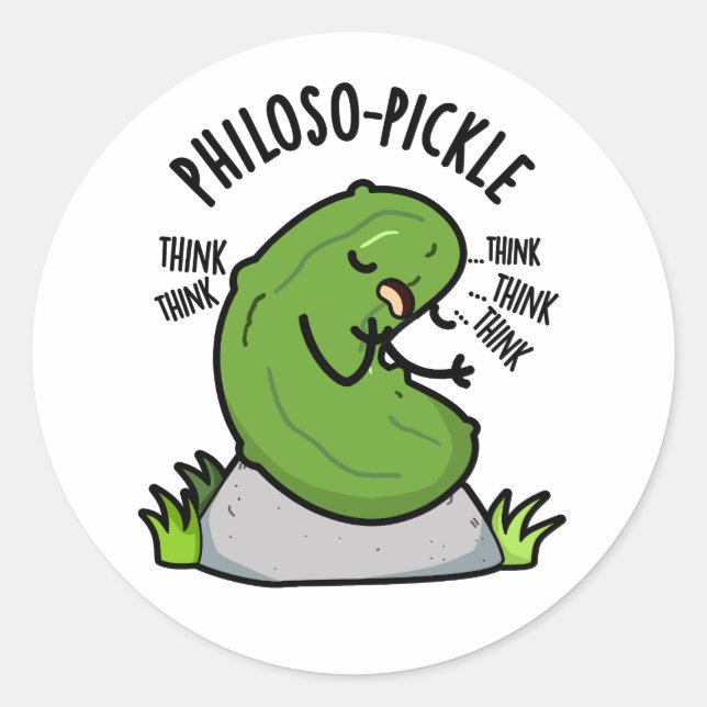 Philoso-pickle Funny Pickle Pun  Classic Round Sticker (Front)