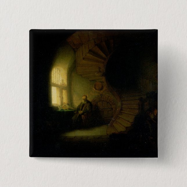 Philosopher in Meditation, 1632 Pinback Button (Front)