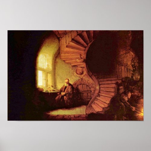 Philosopher In Meditation By Rembrandt Van Rijn Poster