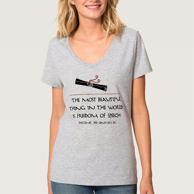 Philosopher quote: Diogenes on Free Speech T-Shirt (Front)