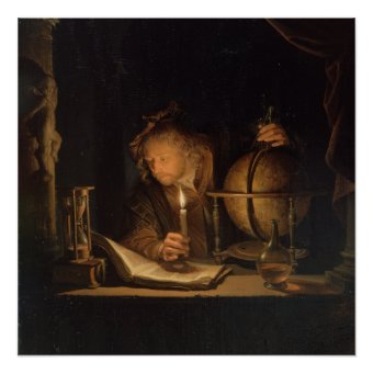 Philosopher Studying by Candlelight Poster | Zazzle