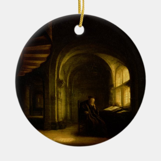 Philosopher with an Open Book, 1625-7 (oil on pane Ceramic Ornament (Front)