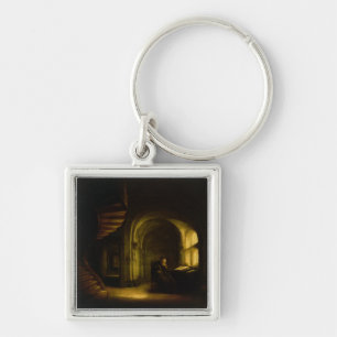 Philosopher with an Open Book, 1625-7 (oil on pane Keychain