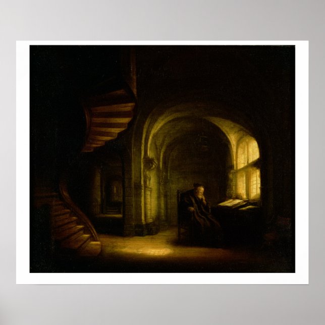 Philosopher with an Open Book, 1625-7 (oil on pane Poster (Front)