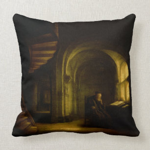 Philosopher with an Open Book, 1625-7 (oil on pane Throw Pillow
