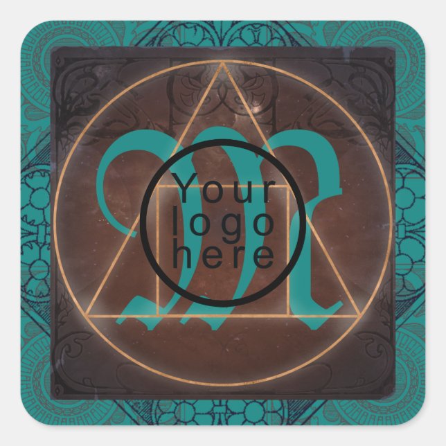 Philosopher's stone esoteric mystical monogram square sticker (Front)