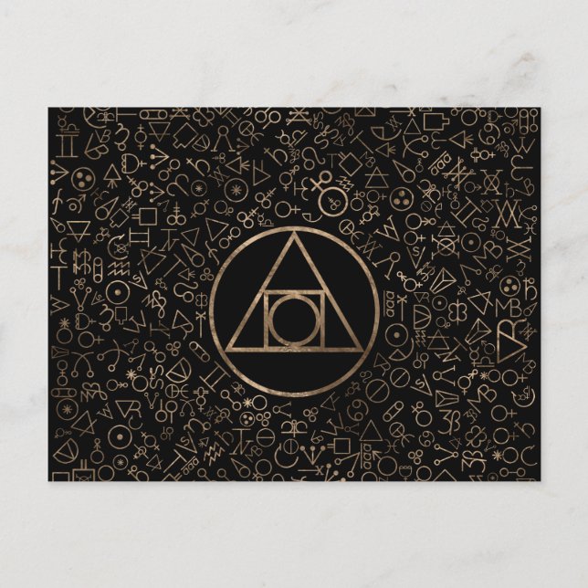Philosopher's stone symbol Alchemical  pattern 1 Holiday Postcard (Front)