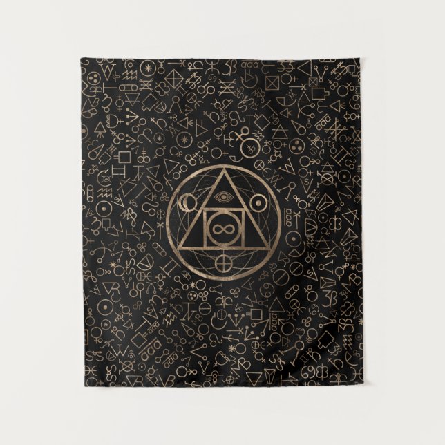Philosopher's stone symbol Alchemical  pattern 2 Tapestry (Front)