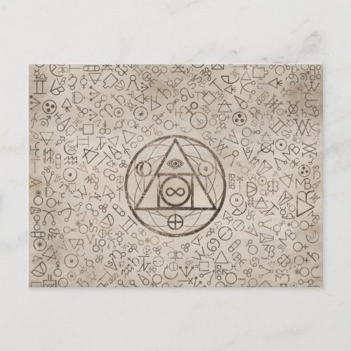 Philosophers stone symbol Alchemical pattern 3 Holiday Postcard