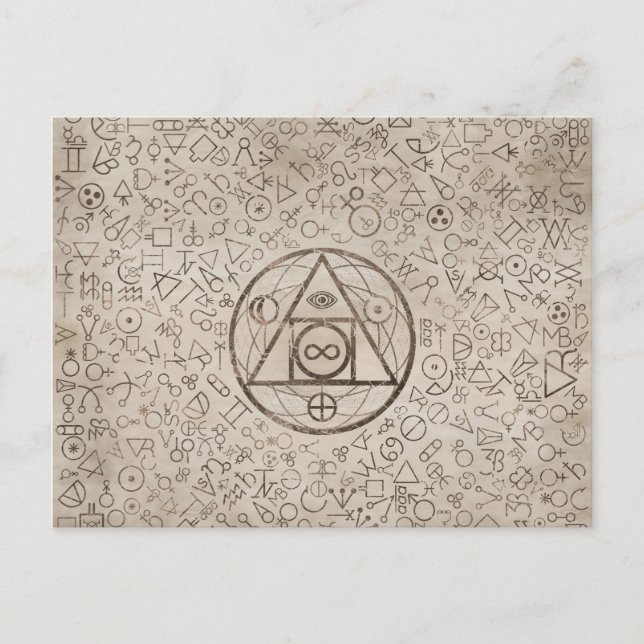 Philosopher's stone symbol Alchemical pattern 3 Holiday Postcard (Front)