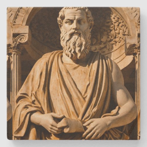 Philosophical Reverie Platos Gaze Stone Coaster