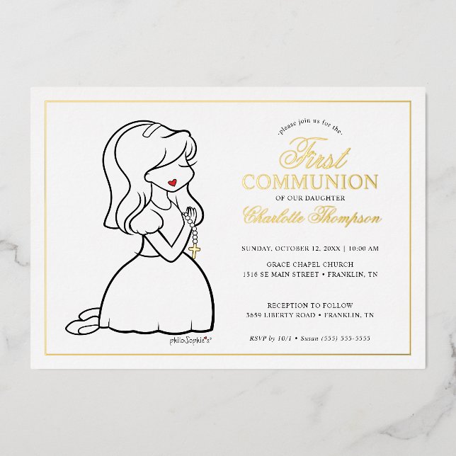 Philosophies First Communion - Girl Foil Invitation (Front)