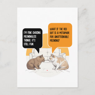Philosophy Cat Red Dot Existential Humor Art Postcard