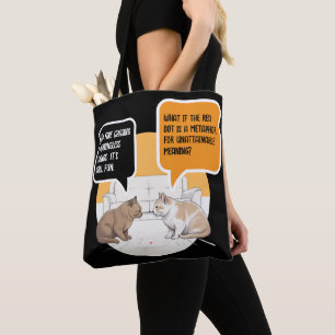 Philosophy Cat Red Dot Existential Humor Art Tote Bag