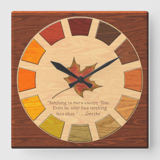 Philosophy of Time on a Wooden Color Palette Square Wall Clock