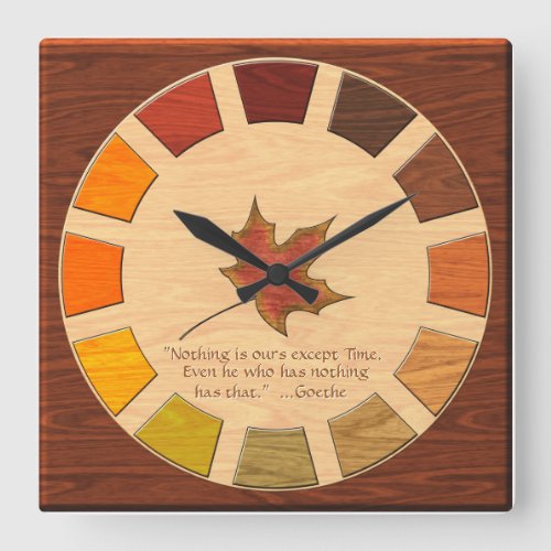 Philosophy of Time on a Wooden Color Palette Square Wall Clock