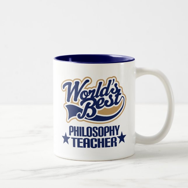 Philosophy Teacher Gift (Worlds Best) Two-Tone Coffee Mug (Right)