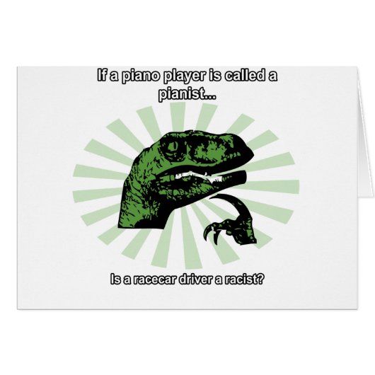 Philosoraptor Race Car Drive Joke Cards (Front Horizontal)