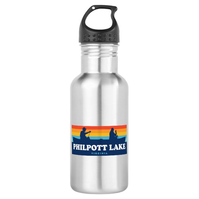 Philpott Lake Virginia Canoe Stainless Steel Water Bottle (Front)