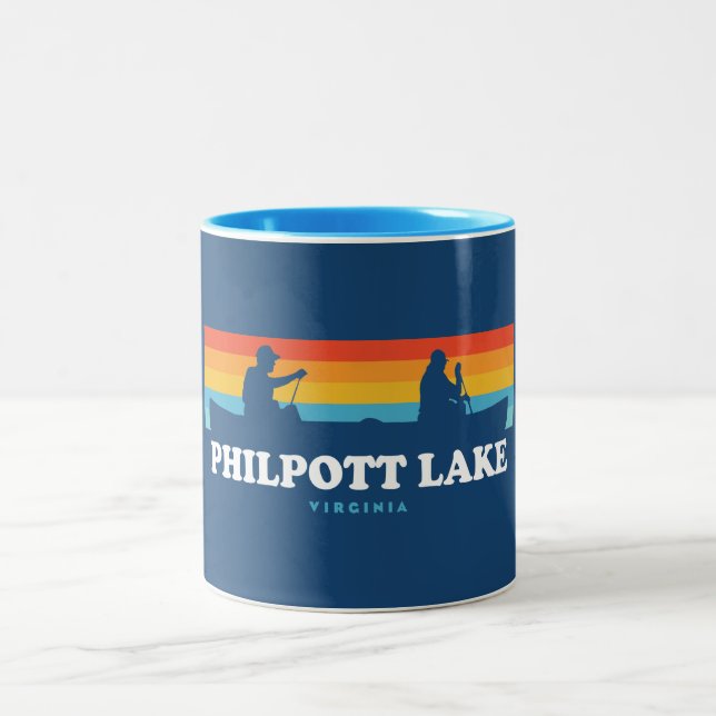 Philpott Lake Virginia Canoe Two-Tone Coffee Mug (Center)