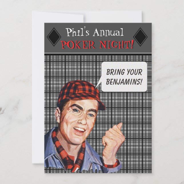 Phil's Retro Poker Night Invite (Front)