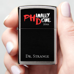 Phinally done - Black PHD Graduation Quote Design Zippo Lighter