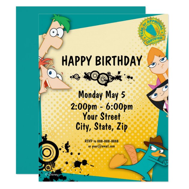 Phineas And Ferb Birthday Invitation
