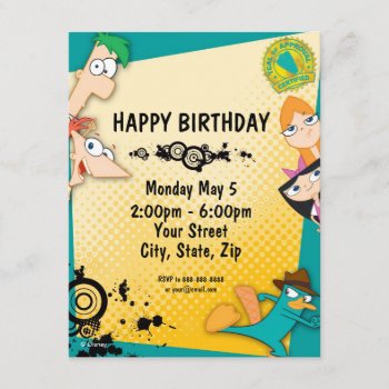 Phineas And Ferb Birthday Invitation by OtherDisneyBrands at Zazzle
