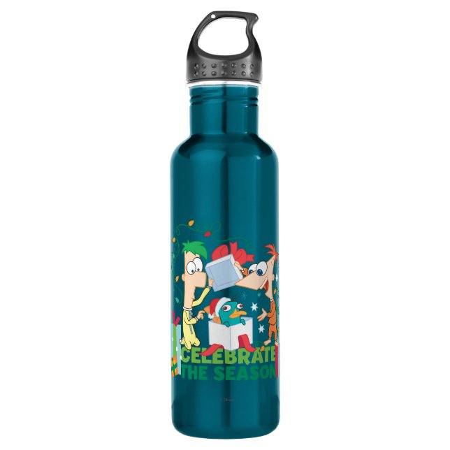 Phineas and Ferb Celebrate the Season Stainless Steel Water Bottle (Front)