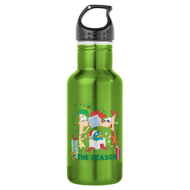 Phineas and Ferb Celebrate the Season Stainless Steel Water Bottle (Front)