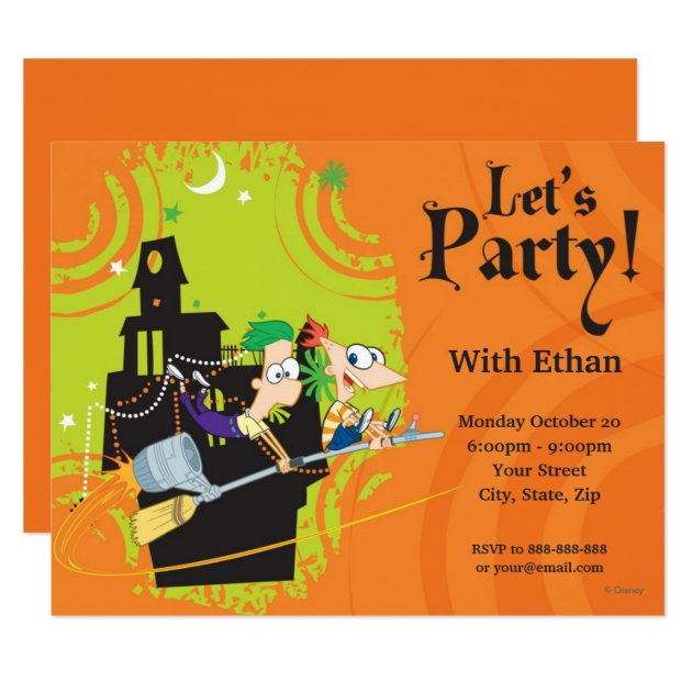 Phineas And Ferb Halloween Party Invitation