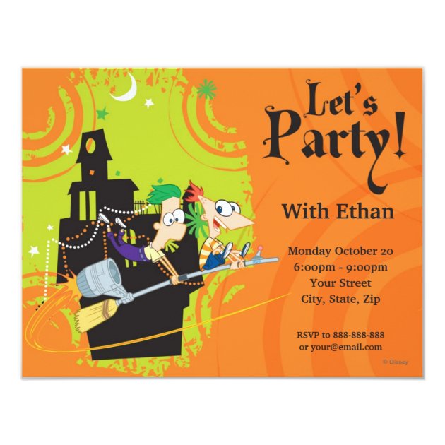 Phineas And Ferb Halloween Party Invitation