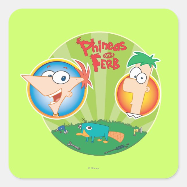 Phineas and Ferb Square Sticker (Front)