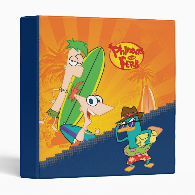 Phineas, Ferb and Agent P Surf 3 Ring Binder (Front/Spine)