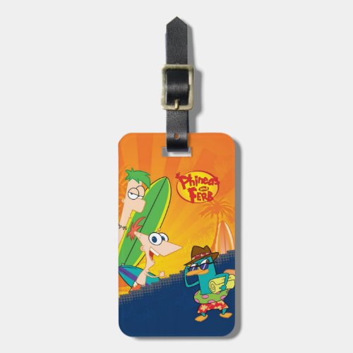 Phineas Ferb and Agent P Surf Luggage Tag