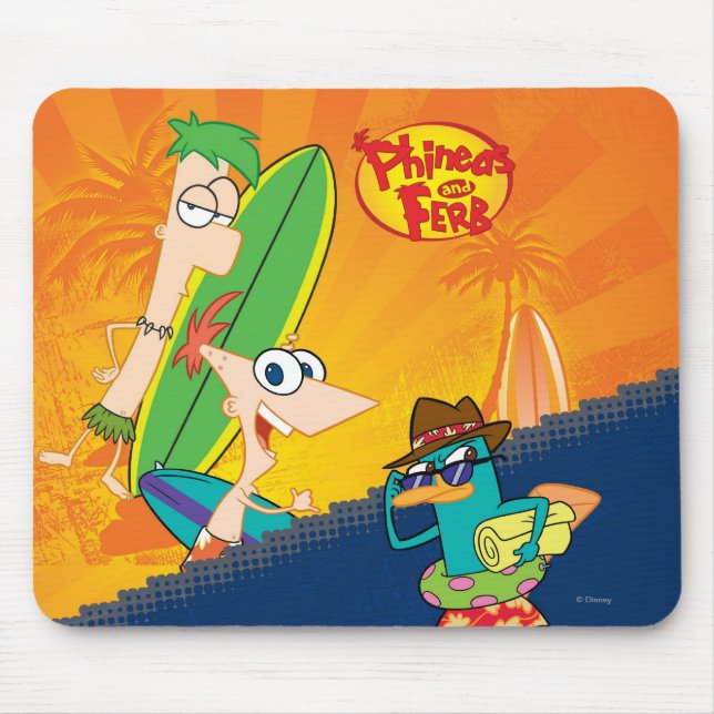 Phineas, Ferb and Agent P Surf Mouse Pad (Front)