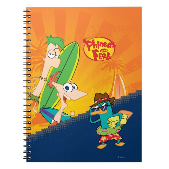 Phineas, Ferb and Agent P Surf Notebook (Front)