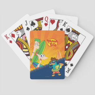 Phineas, Ferb and Agent P Surf Poker Cards