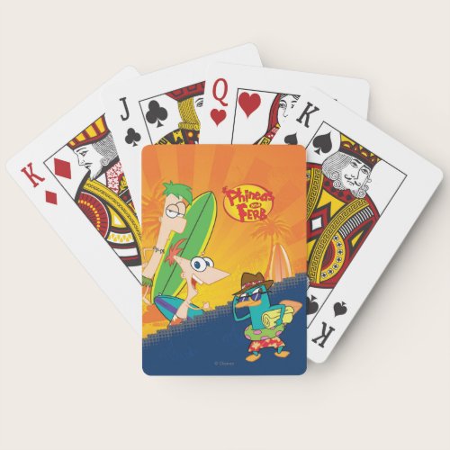 Phineas, Ferb and Agent P Surf Poker Cards
