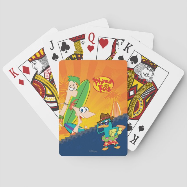Phineas, Ferb and Agent P Surf Poker Cards (Back)